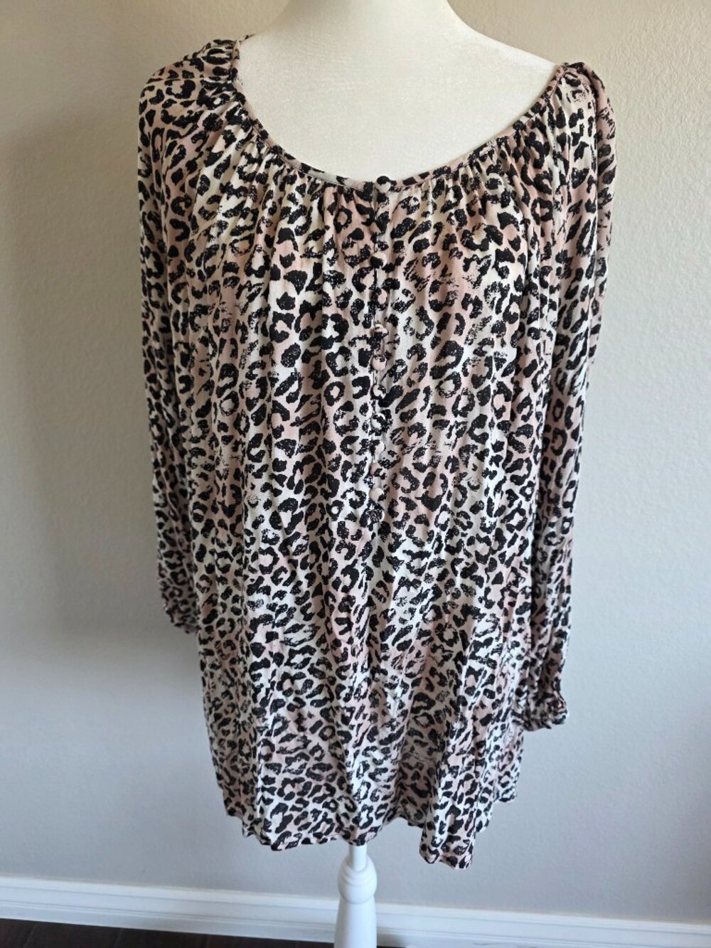 NEW Cynthia Rowley Blouse Tunic Plus Size 3X Lightweight Animal Print Relax Fit